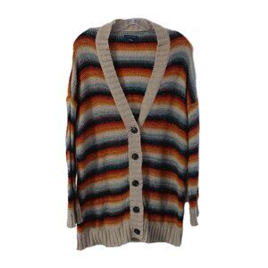 American Eagle Womens Size Medium Cardigan Sweater Multicolor Knitted Striped